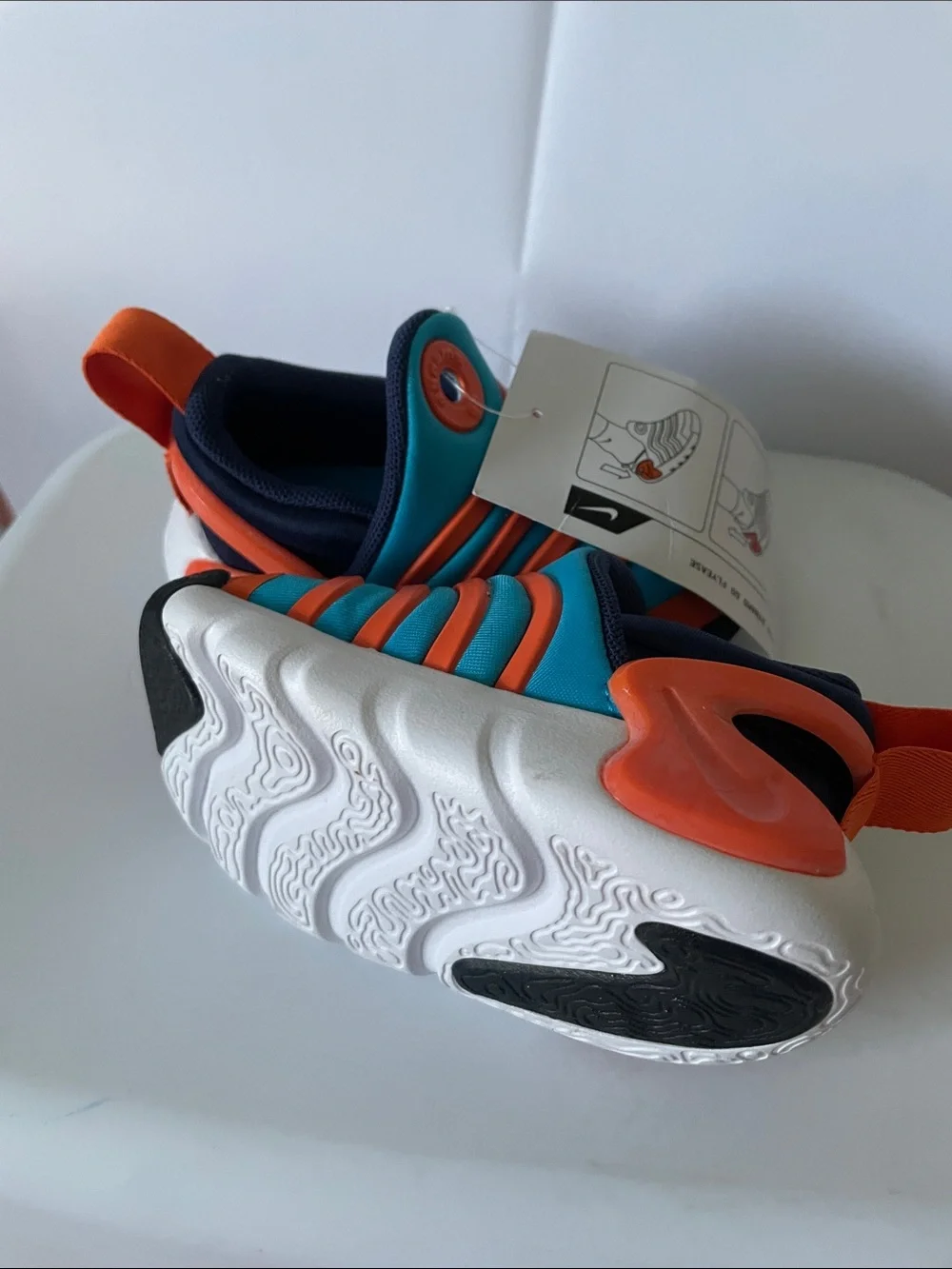 Nike Kids Turquoise and Orange Slip-On Wave Sneakers